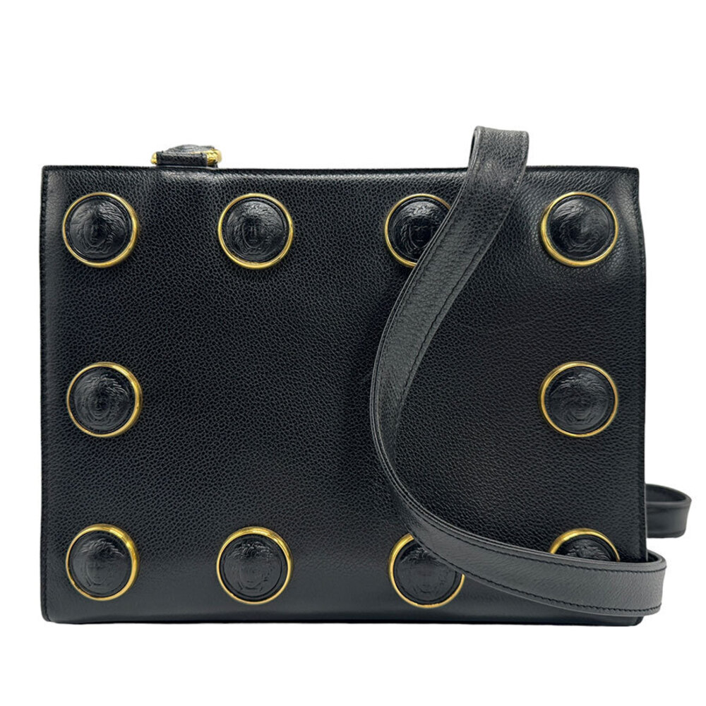 Gianni Versace Shoulder Bag Leather Black